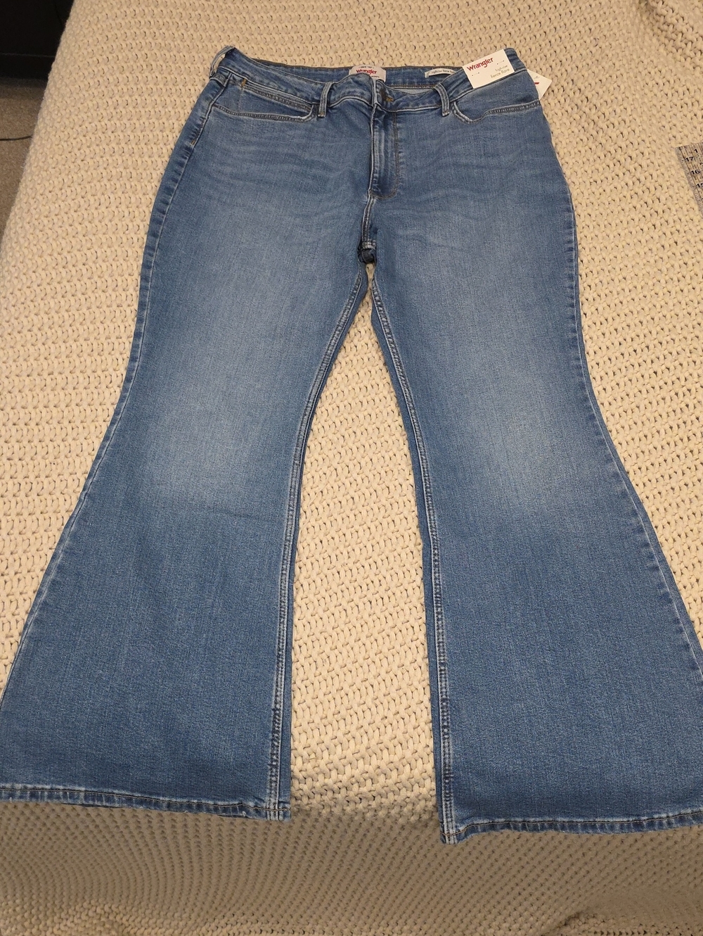 Wrangler Women's Light Blue Flare Jeans - Wide Leg